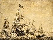 Willem Van de Velde The Younger Seascape with Dutch men-of-war. oil painting reproduction